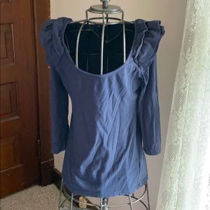 Cute H&M Ruffled Shoulder 3/4 Sleeve Top